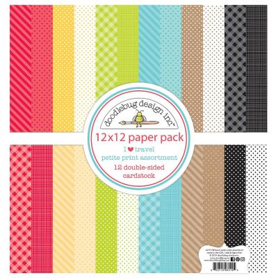 Doodlebug I Love Travel Designpapier - Petite Print Assortment Pack